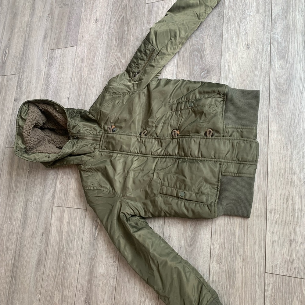 Olive green bomber coat